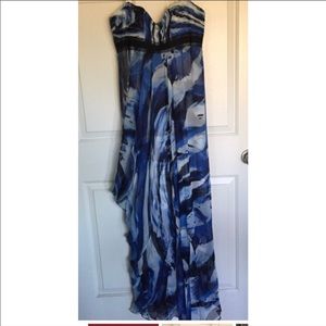 BCBG maxazria chifffon blue gown size 12
